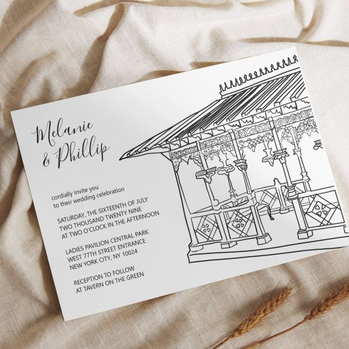 Ladies Pavilion Central Park Wedding Invitation