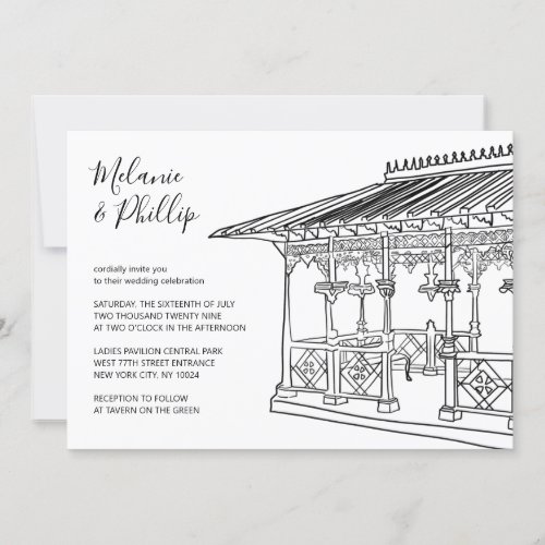 Ladies Pavilion Central Park Wedding Invitation