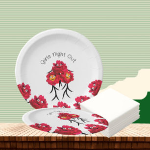 Ladies peonies paper plates
