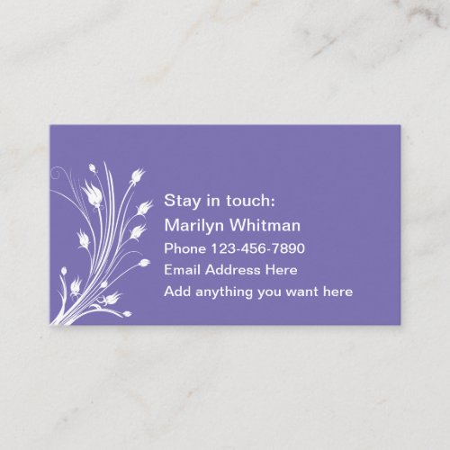 Ladies Personal Contact Cards
