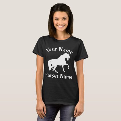 Ladies Personalised Horse Pony Your Name &amp; Horses T-Shirt