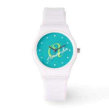 Ladies Personalized Monogram Sporty Watch by coolcustomwatches at Zazzle