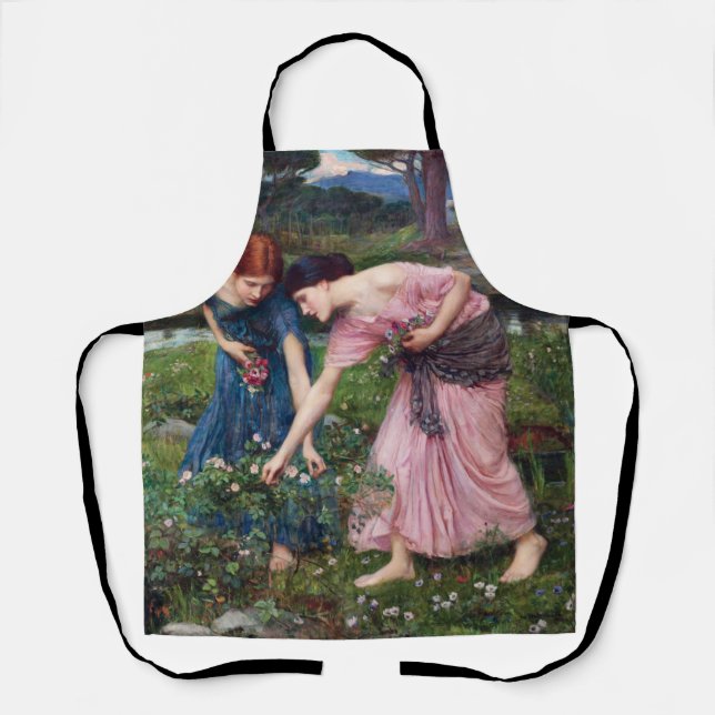 Ladies Picking Roses, John William Waterhouse Apron (Front)