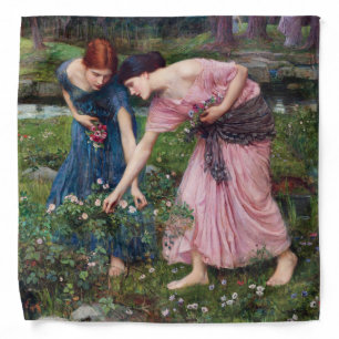 Ladies Picking Roses, John William Waterhouse Bandana