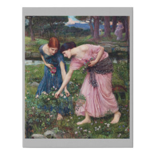 Ladies Picking Roses, John William Waterhouse Faux Canvas Print