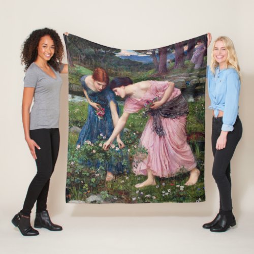 Ladies Picking Roses John William Waterhouse Fleece Blanket