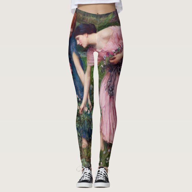 Ladies Picking Roses, John William Waterhouse Leggings (Front)