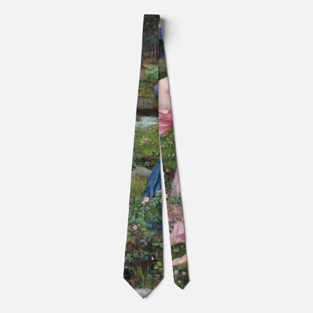 Ladies Picking Roses, John William Waterhouse Neck Tie (Front)