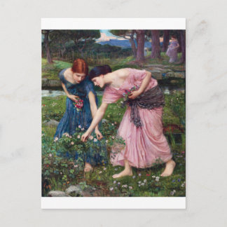 Ladies Picking Roses, John William Waterhouse Postcard