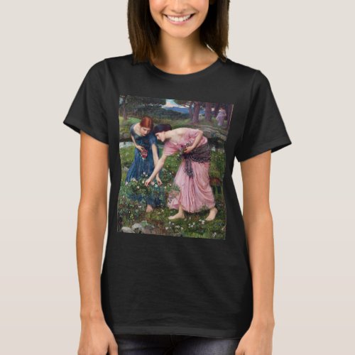 Ladies Picking Roses John William Waterhouse T_Shirt