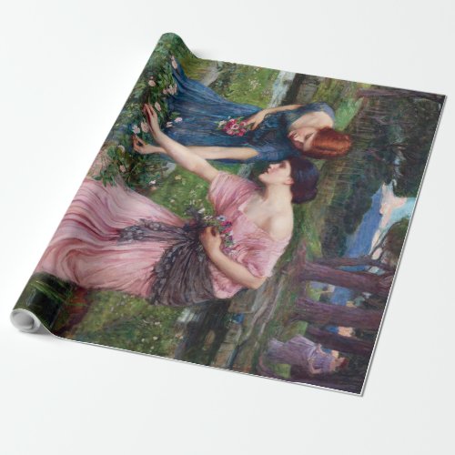 Ladies Picking Roses John William Waterhouse Wrapping Paper