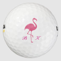Ladies Pink Flamingo Monogram Golf Balls