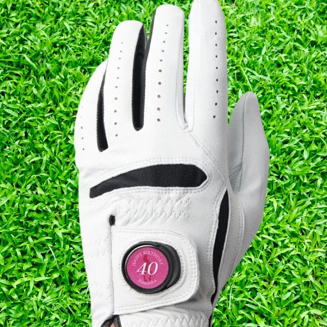 LADIES PINK GLITTER BIG BIRTHDAY GOLF GLOVE (Elevate your golf game with our Ladies Pink Glitter Golf Glove! Perfect for stylish golf swings )