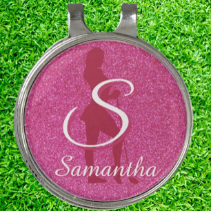LADIES PINK GLITTER GOLF HAT CLIP