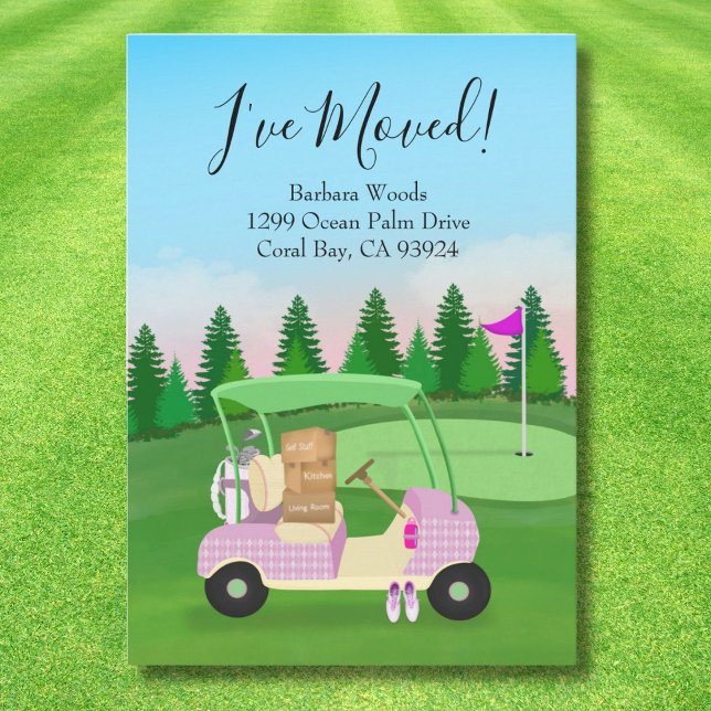 Ladies Pink Golf Cart Moving Boxes Golf Course  Announcement (Creator Uploaded)