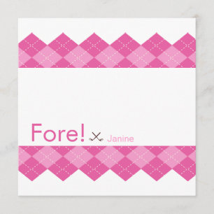 Ladies Pink Golf Party Shower Argyle Invitation