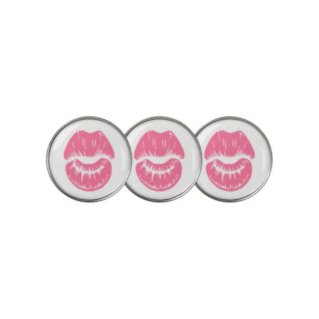 Ladies Pink Lipstick KissMark Golf Ball Marker (3 Up)