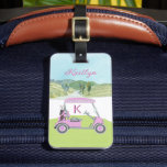Ladies Pink Watercolor Cart Monogram Name Luggage Tag<br><div class="desc">Ladies Pink Watercolor Cart Monogram Name -- A touch of golf humor for the girl-friend in your life, who'll have fun with this one -- a stylish golf cart for the golf lover who likes to play with style -- or just loves to play -- personalized with first name and...</div>