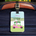 Ladies Pink Watercolor Cart Monogram Name Luggage Tag<br><div class="desc">Ladies Pink Watercolor Cart Monogram Name -- A touch of golf humor for the girl-friend in your life, who'll have fun with this one -- a stylish golf cart for the golf lover who likes to play with style -- or just loves to play -- personalized with first name and...</div>