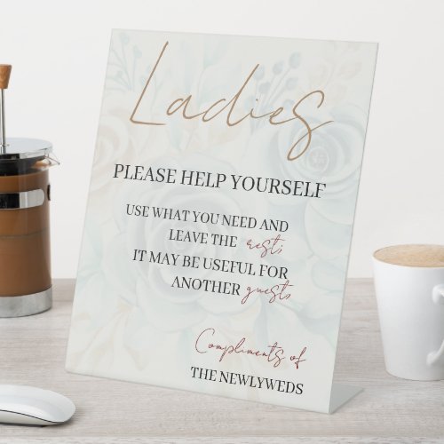 Ladies please help yourself wedding bathroom baske pedestal sign