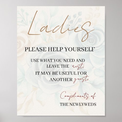Ladies please help yourself wedding bathroom baske poster