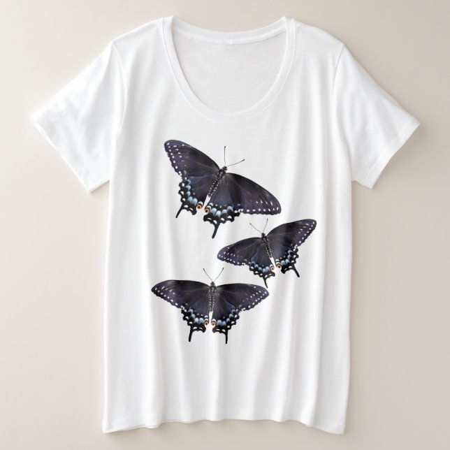 Ladies Plus Size Tee Black Swallowtail (Design Front)