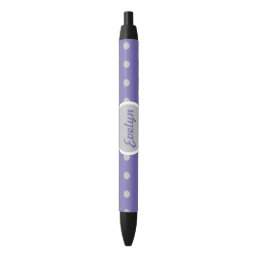Ladies&#39; Polka Dot Black Ink Pen (Lavender &amp; Gray)