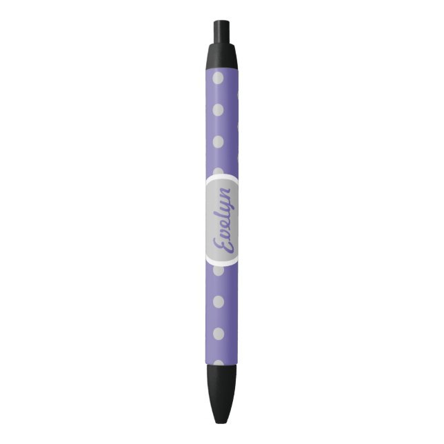 Ladies' Polka Dot Black Ink Pen (Lavender & Gray) (Front Vertical)