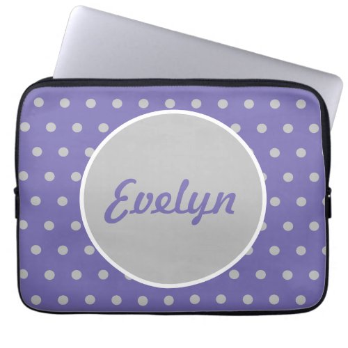 Ladies Polka Dot Laptop Case Lavender  Gray