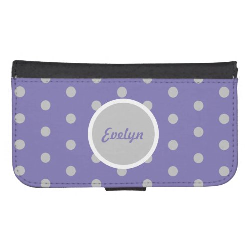 Ladies Polka Dot Phone Wallet Case Lavender