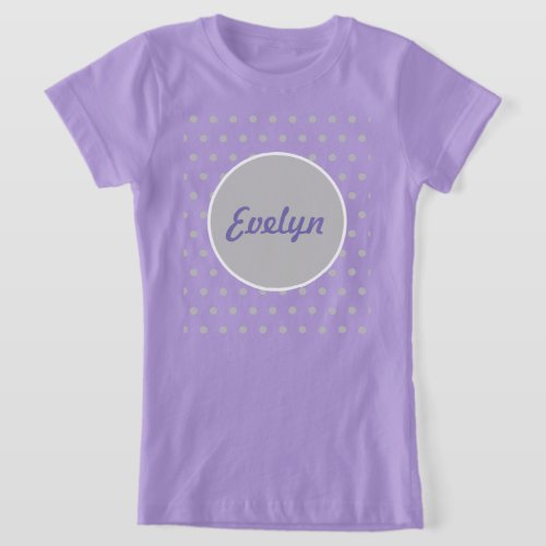 Ladies Polka Dot T_Shirt Lavender  Gray