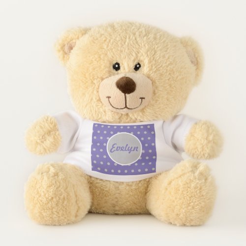 Ladies Polka Dot Teddy Bear Lavender  Gray