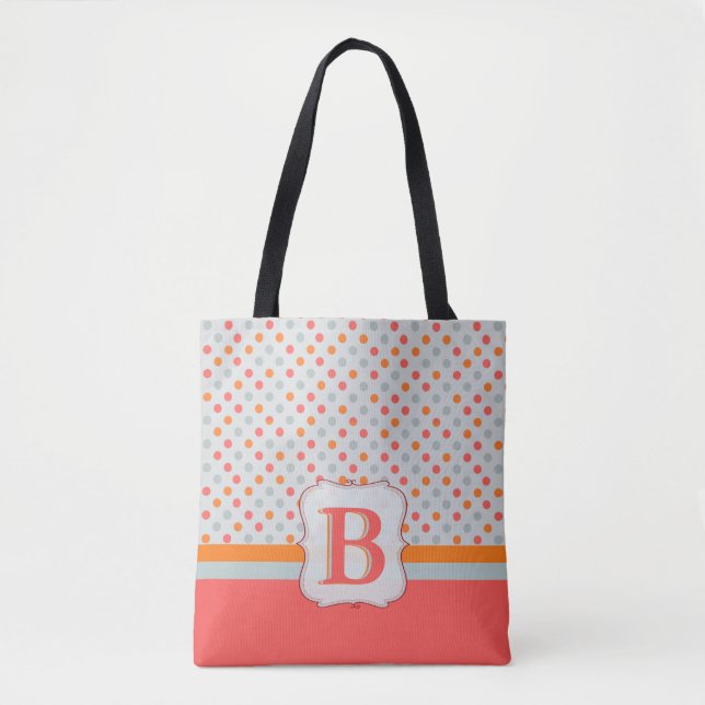 Ladies Polka dotted, Initialed Golf Tote Bag (Front)