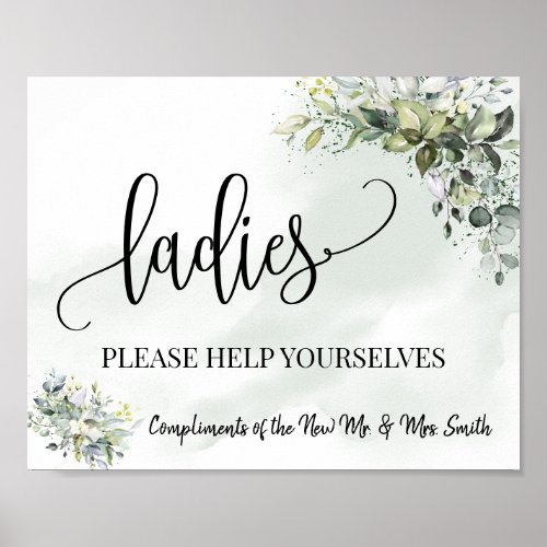 Ladies powder room wedding reception eucalyptus poster