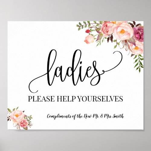 Ladies powder room wedding reception sign