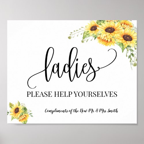 Ladies powder room wedding reception sunflowers poster