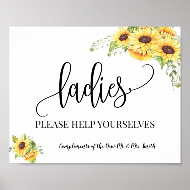 Ladies powder room wedding reception sunflowers poster (Front)