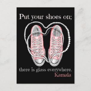 Ladies put your shoes on there is glass everywhere postcard