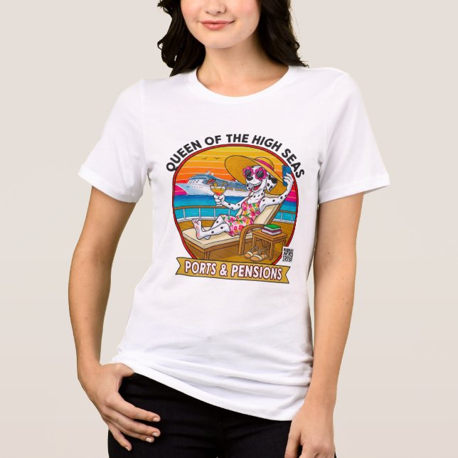 Ladies Queen of The High Seas - Front Print Tri-Blend Shirt (Front)