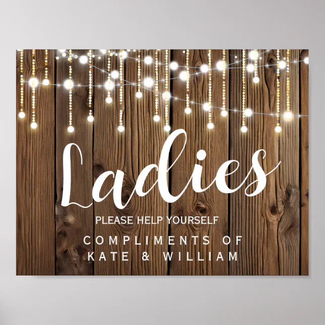 ladies restroom sign - toiletries basket rustic | Zazzle