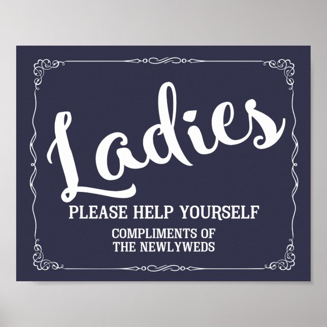 Ladies restroom sign - toiletries basket sign (Front)