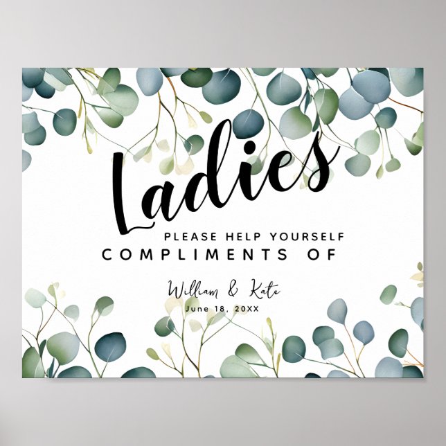ladies restroom toiletry essentials eucalyptus  poster (Front)