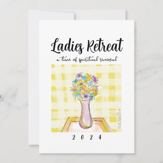 Ladies Retreat design with Flowers on a Table Invitation (Front)