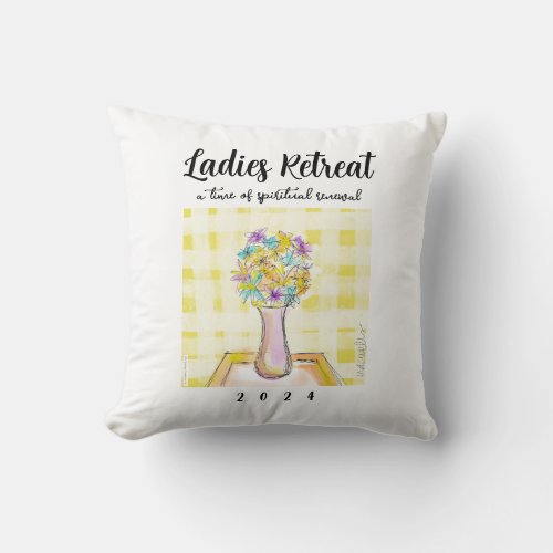Ladies Retreat design with Flowers on a Table Throw Pillow