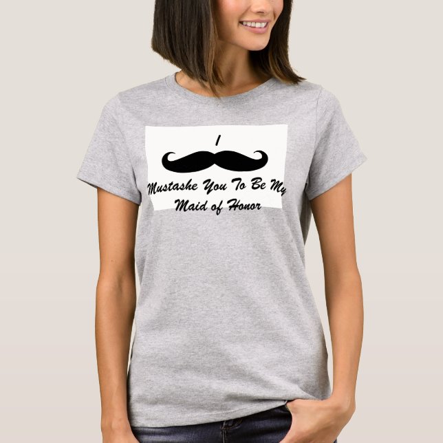Ladies Ringer TShirt Mustache Maid Of Honor (Front)