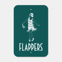 Ladies Room Flapper Peacock Blue Vintage Restroom