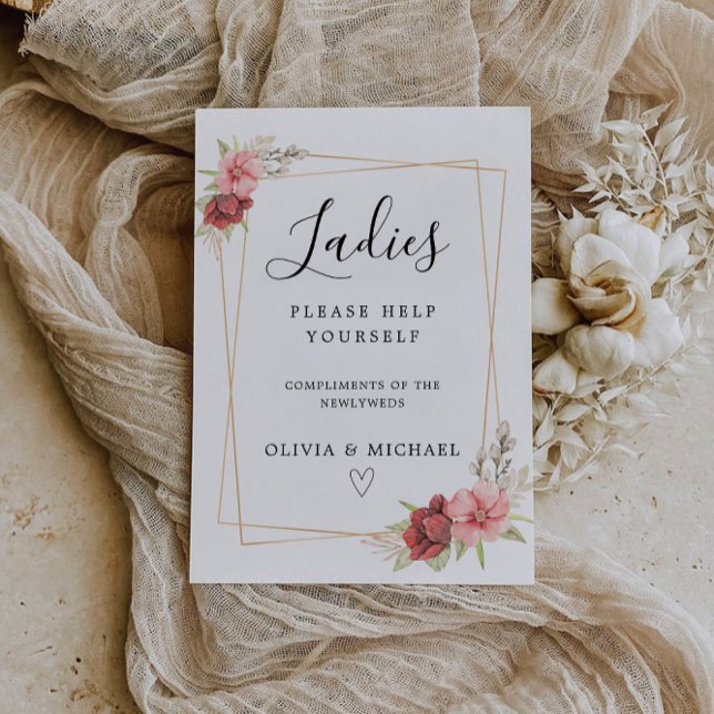 Ladies Room Sign Template, Rose Wedding Invitation (Ladies Room Sign Template, Rose Wedding Invitation)