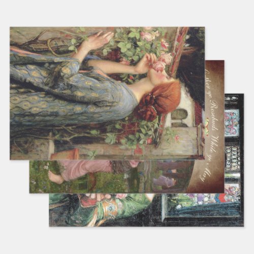 LADIES  ROSES WATERHOUSE HEAVY WEIGHT DECOUPAGE WRAPPING PAPER SHEETS