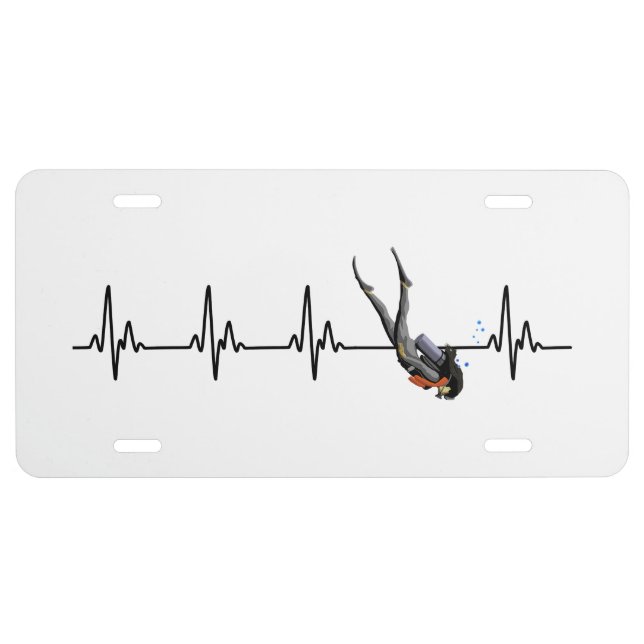 Ladies SCUBA Diving Heartbeat License Plate (Front)