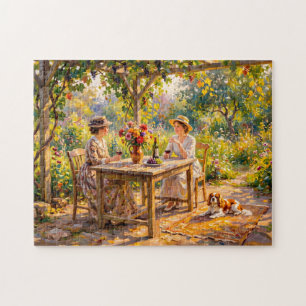 Ladies Sharing Wine Under Garden Pergola Jigsaw Puzzle